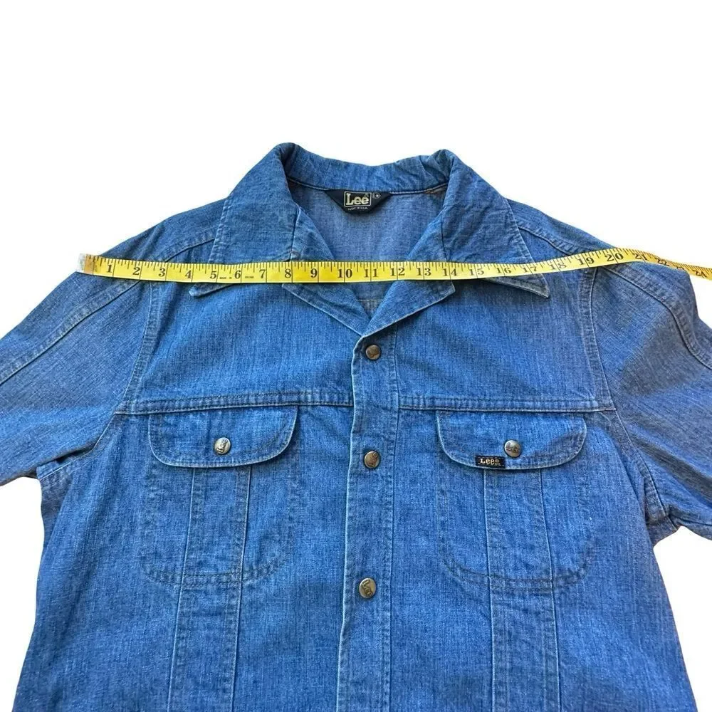 LEE Vintage Snap Front Light Blue Denim Jacket Size Large Regular